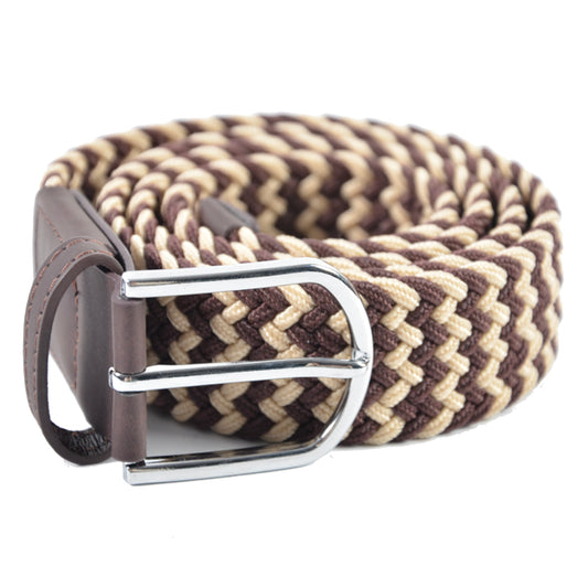 Kulanyane Men's Braided Elastic Canvas & Leather Stretch Belt