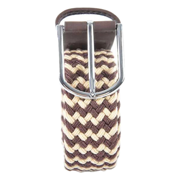 Kulanyane Men's Braided Elastic Canvas & Leather Stretch Belt