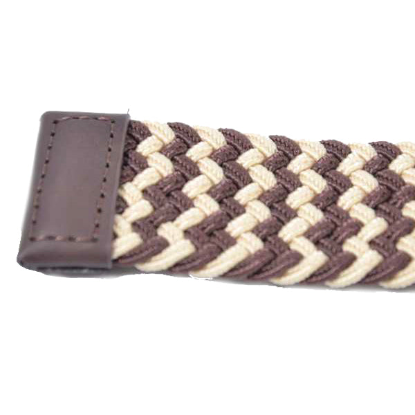 Kulanyane Men's Braided Elastic Canvas & Leather Stretch Belt