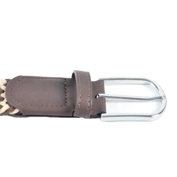Kulanyane Men's Braided Elastic Canvas & Leather Stretch Belt